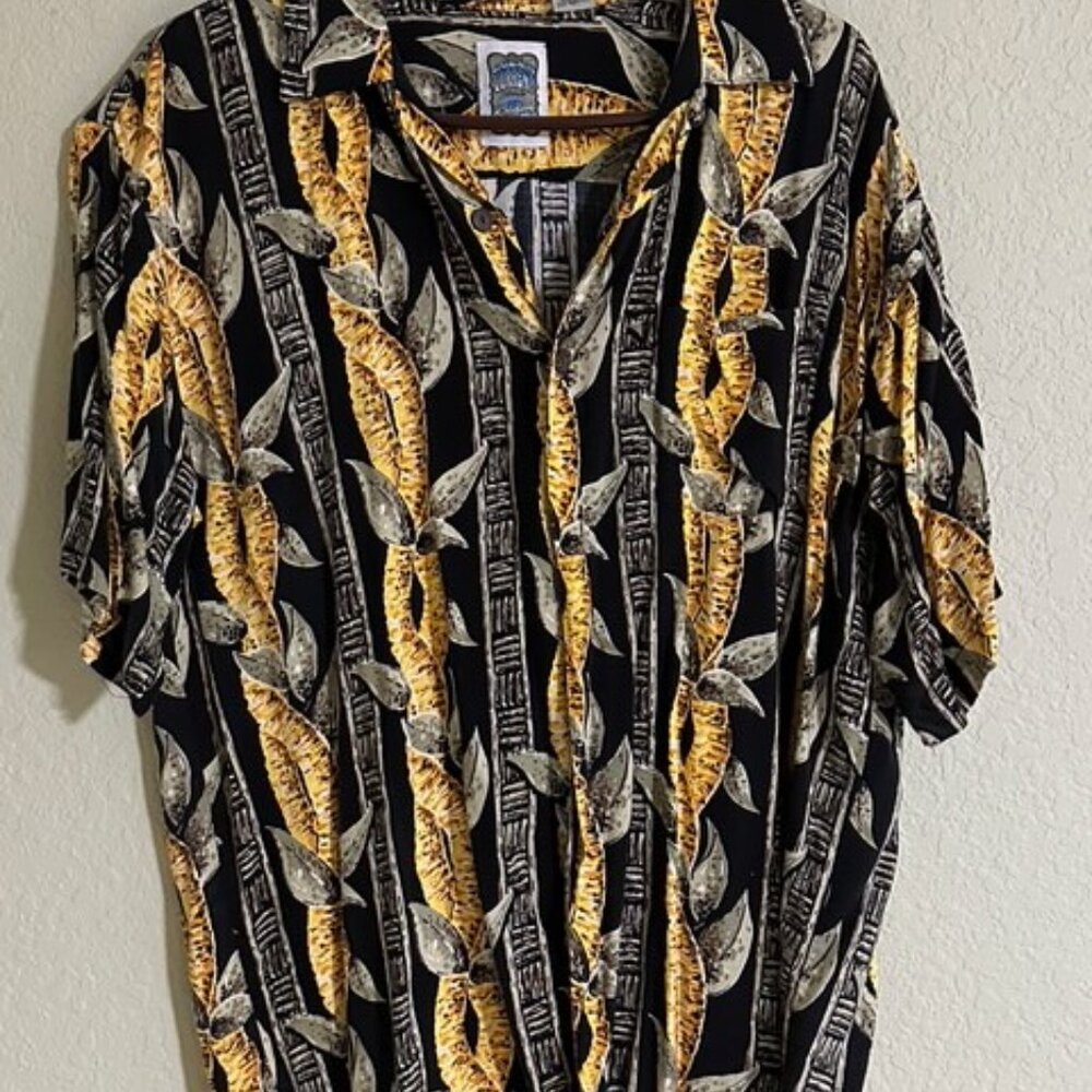 Ocean Current Men's Aloha Hawaiian Shirt Extra Large Ilima Lei Design